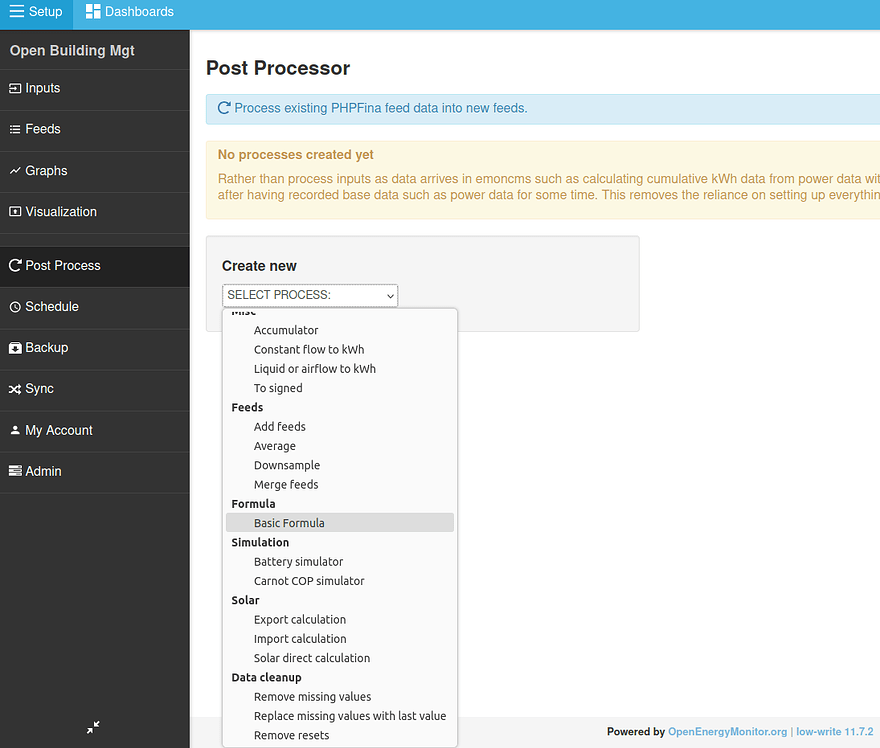 Reprocessing existing feed data to support latest emoncms features ...