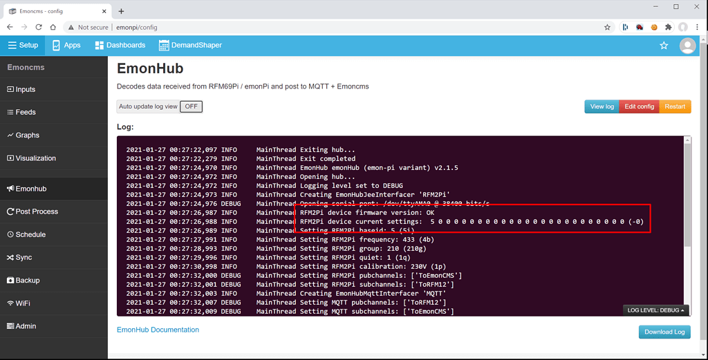 Emonpi FW version not available in emonhub - emonPi - OpenEnergyMonitor ...